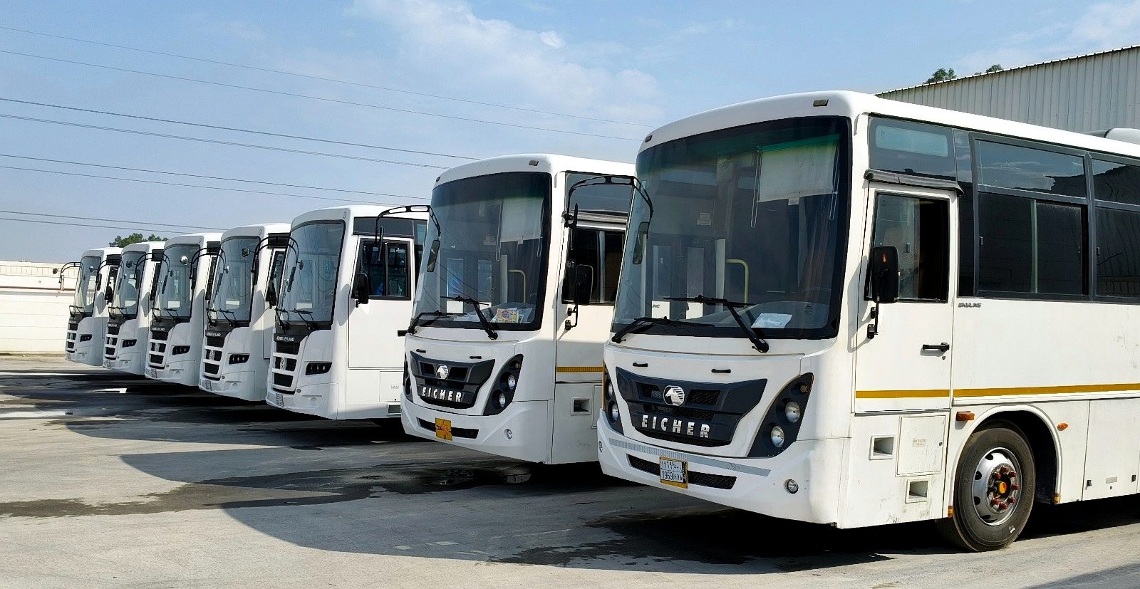 RANCO passenger buses parked in the yard for crew transport